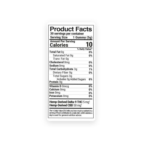 55mg D9 & CBD Isolate Gummies - D9 THC - Thumbnail 9