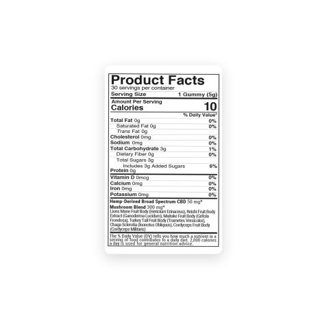 50mg Broad Spectrum CBD & Mushroom Blend Gummies - Chill - Thumbnail 9