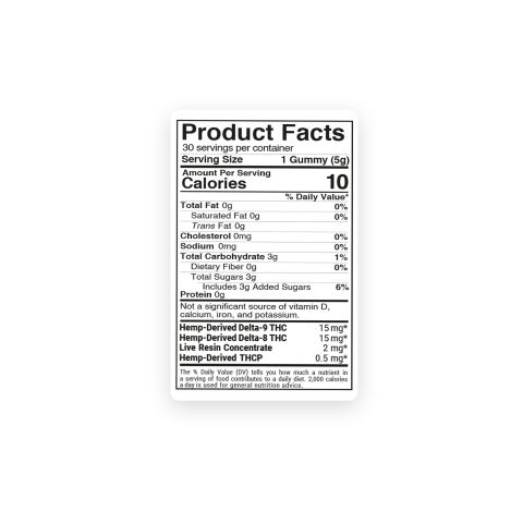 30.5mg D8, D9, THCP, Live Resin Gummies - Chill Extreme - Thumbnail 9