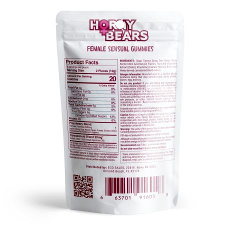 20mg Female Sensual Gummies - D9, THCP, Broad Spectrum CBD, THCV - Strawberry - Horny Bears - Thumbnail 6
