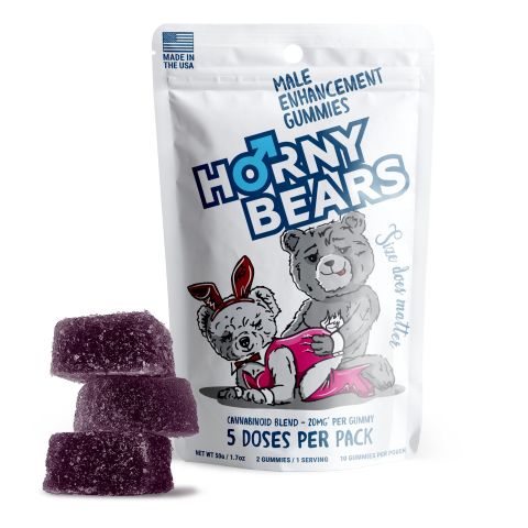 20mg Male Enhancement Gummies - D9, THCP, CBD, THCV - Strawberry - Horny Bears - Thumbnail 1