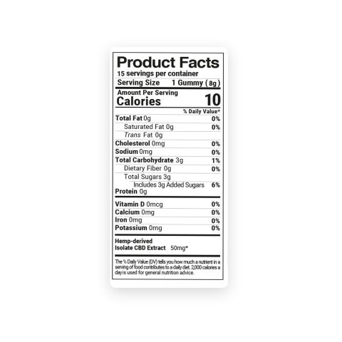 50mg CBD Isolate Gummies - Peach Sour Rings - Diamond CBD - Thumbnail 8