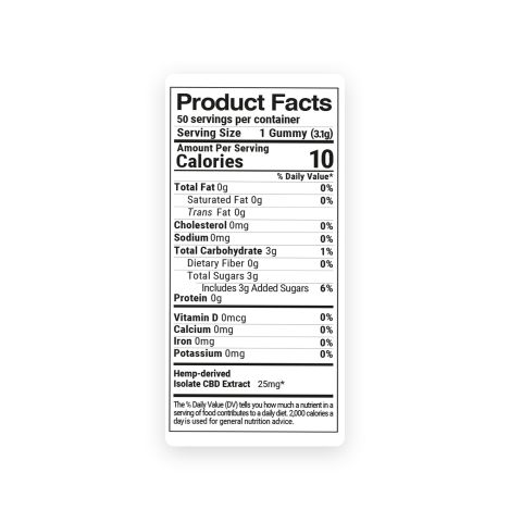 25mg CBD Isolate Gummies - Sour Bears - Diamond CBD - Thumbnail 8