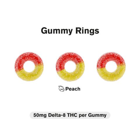 50mg - Delta 8 - Gummies - Peach Sour Rings - Diamond CBD - Thumbnail 3