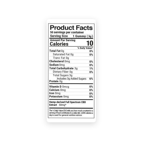 50mg Full Spectrum CBD Gummies - Gummy Bears - Diamond CBD - Thumbnail 8