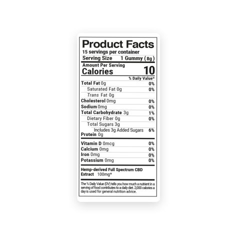 100mg Full Spectrum CBD Gummies - Peach Sour Rings - Diamond CBD - Thumbnail 8