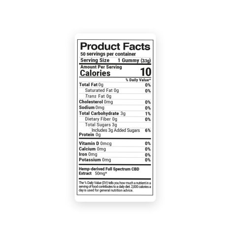 50mg Full Spectrum CBD Gummies - Sour Bears - Diamond CBD - Thumbnail 8