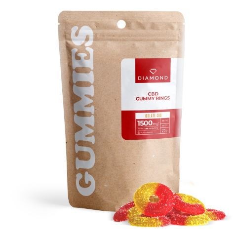 100mg CBD Isolate Gummies - Peach Sour Rings - Diamond CBD - Thumbnail 1