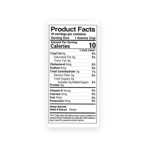 50mg Delta 8 Gummies - Sour Bears - Diamond CBD - Thumbnail 8
