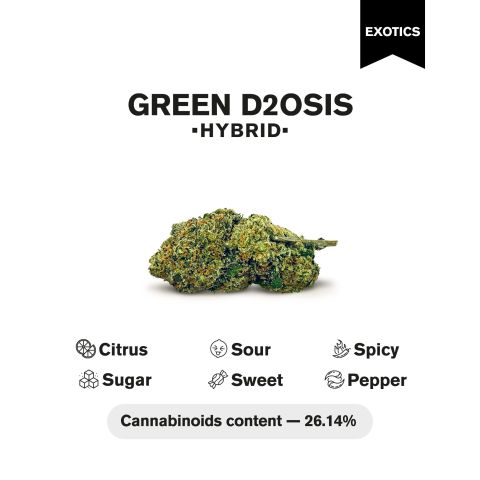 Green D2OSIS Flower – Hybrid – THCA - Thumbnail 4