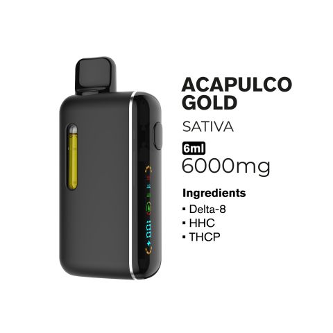 6000mg D8, HHC, THCP Vape Pen - Acapulco Gold - Sativa - 6ml - Fresh - Thumbnail 2