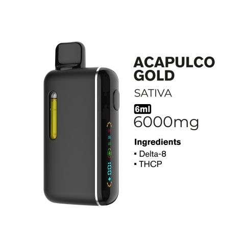6000mg D8, THCP Vape Pen - Acapulco Gold - Sativa - 6ml - Fresh - Thumbnail 2