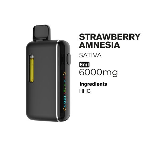 6000mg HHC Vape Pen - Strawberry Amnesia - Sativa - 6ml - Fresh - Thumbnail 2