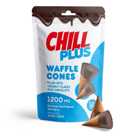 100mg Coconut Flakes + Milk Chocolate Waffle Cones - D8 & THCP - Chill Plus - Thumbnail 2