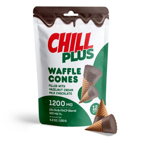 100mg Hazelnut Cream + Milk Chocolate Waffle Cones - D8 & THCP - Chill Plus - Thumbnail 2