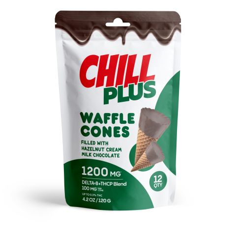 100mg Hazelnut Cream + Milk Chocolate Waffle Cones - D8 & THCP - Chill Plus - Thumbnail 3