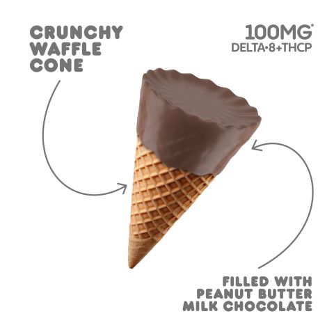 100mg Peanut Butter + Milk Chocolate Waffle Cones - D8, THCP - Chill Plus - Thumbnail 1