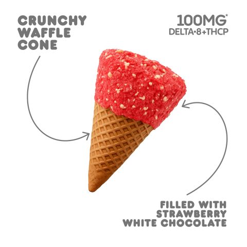 100mg Strawberry + White Chocolate Waffle Cones - D8 & THCP - Chill Plus - Thumbnail 4