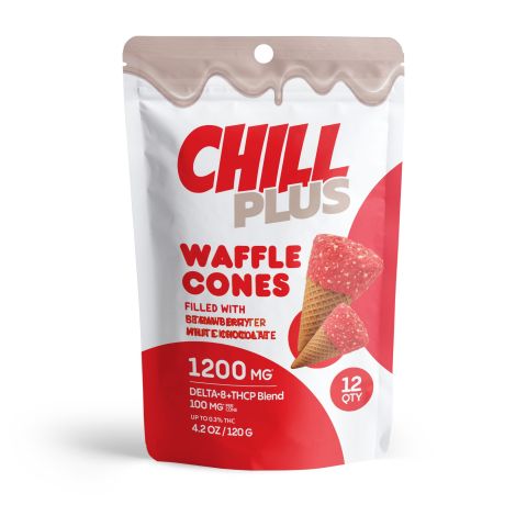Chill Plus Waffle Cones - Strawberry, White Chocolate - D8+THCP Blend - 1200MG - Thumbnail 3