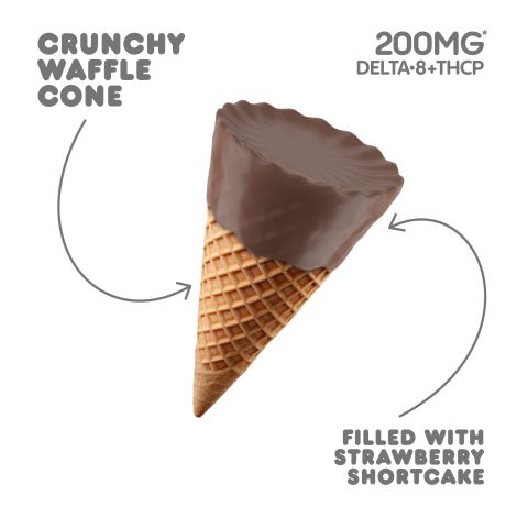 200mg Strawberry Shortcake Waffle Cones - D8 & THCP - Chill Plus - Thumbnail 3