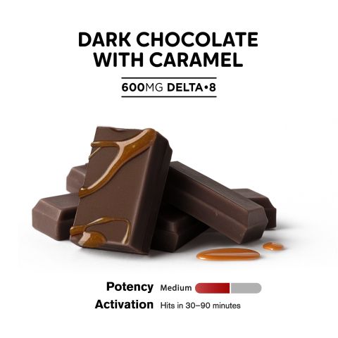 600mg Dark Chocolate & Caramel Bar – Delta 8 – Chill Plus - Thumbnail 4