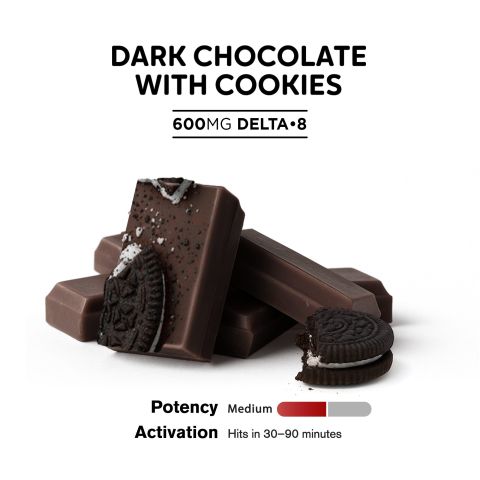 600mg Dark Chocolate & Cookies Bar – Delta 8 – Chill Plus - Thumbnail 4