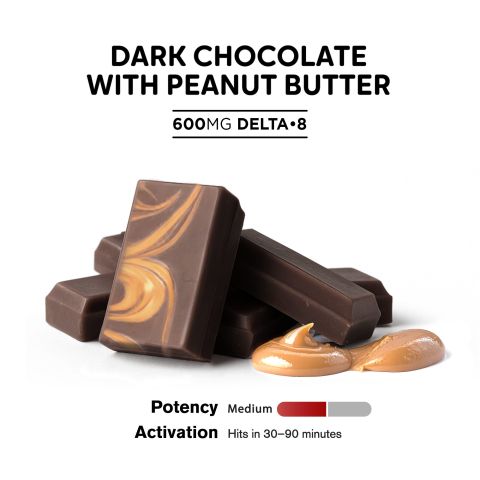 600mg Dark Chocolate & Peanut Butter Bar – Delta 8 – Chill Plus - Thumbnail 4