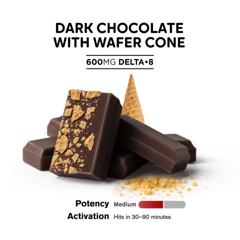 600mg Dark Chocolate & Wafer Cones Bar – Delta 8 – Chill Plus - Thumbnail 4