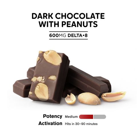 600mg Dark Chocolate & Peanuts Bar – Delta 8 – Chill Plus - Thumbnail 4
