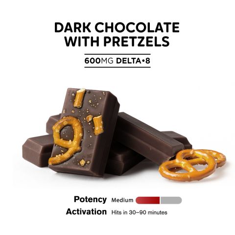 600mg Dark Chocolate & Pretzels Bar – Delta 8 – Chill Plus - Thumbnail 4