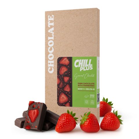 600mg Dark Chocolate & Strawberries Bar – D8 – Chill Plus - Thumbnail 2
