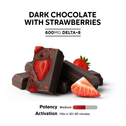 600mg Dark Chocolate & Strawberries Bar – D8 – Chill Plus - Thumbnail 4