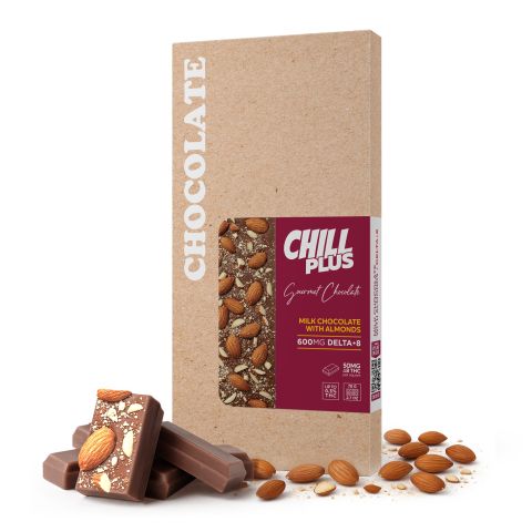 600mg Milk Chocolate & Almonds Bar – Delta 8 – Chill Plus - Thumbnail 2