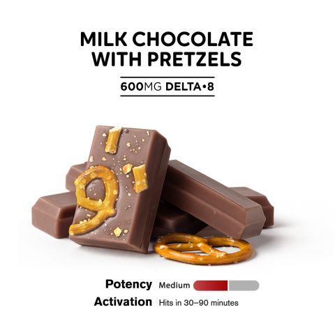 600mg Milk Chocolate & Pretzels Bar – Delta 8 – Chill Plus - Thumbnail 4