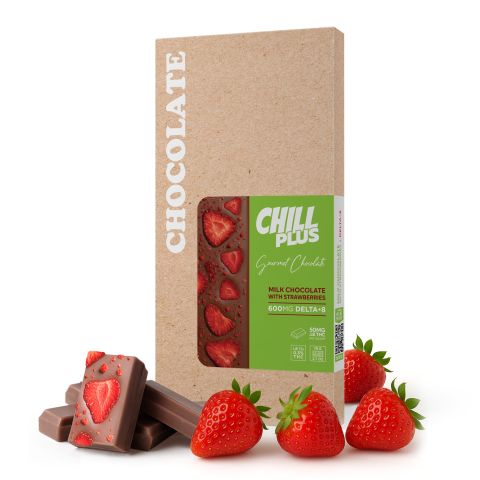 600mg Milk Chocolate & Strawberries Bar – Delta 8 – Chill Plus - Thumbnail 2