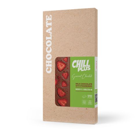 600mg Milk Chocolate & Strawberries Bar – Delta 8 – Chill Plus - Thumbnail 3