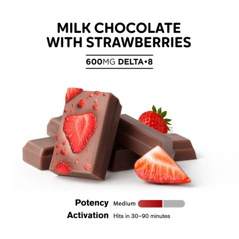 600mg Milk Chocolate & Strawberries Bar – Delta 8 – Chill Plus - Thumbnail 4