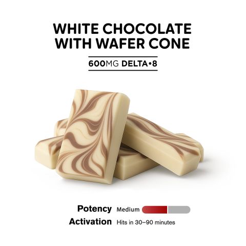 600mg White & Milk Chocolate Bar – Delta 8 – Chill Plus - Thumbnail 4