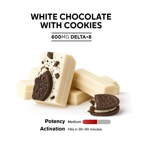 600mg White Chocolate & Cookies Bar – Delta 8 – Chill Plus - Thumbnail 4