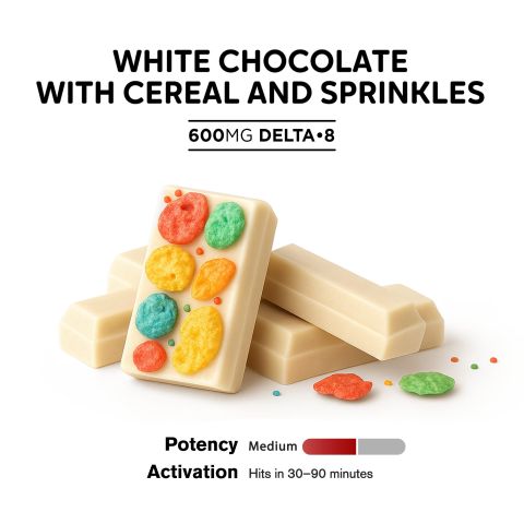 600mg White Chocolate with Cereal & Sprinkles Bar – Delta 8 – Chill Plus - Thumbnail 4