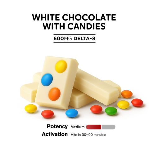 600mg White Chocolate & Candies Bar – Delta 8 – Chill Plus - Thumbnail 4