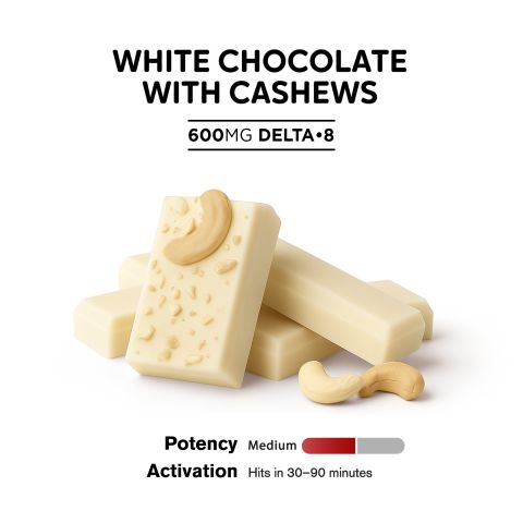 600mg White Chocolate & Cashews Bar – Delta 8 – Chill Plus - Thumbnail 4