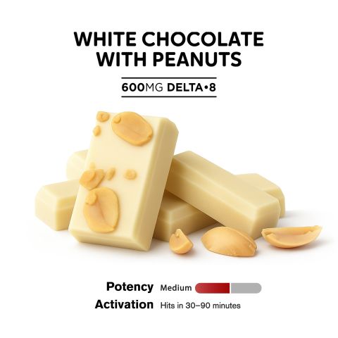 600mg White Chocolate & Peanuts Bar – Delta 8 – Chill Plus - Thumbnail 4