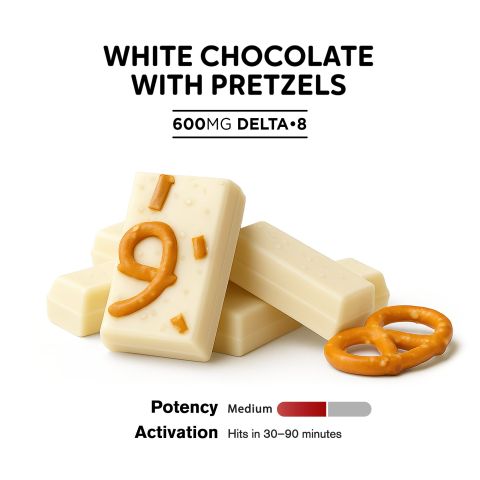 600mg White Chocolate & Pretzels Bar – Delta 8 – Chill Plus - Thumbnail 4