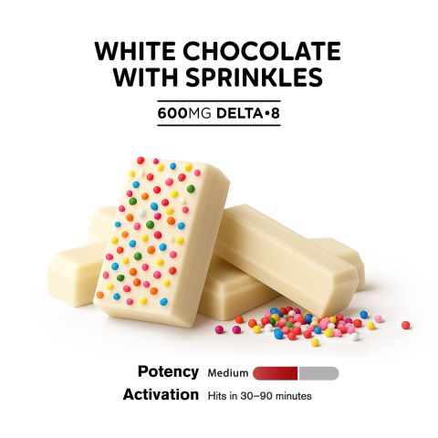 600mg White Chocolate & Sprinkles Bar – Delta 8 – Chill Plus - Thumbnail 4