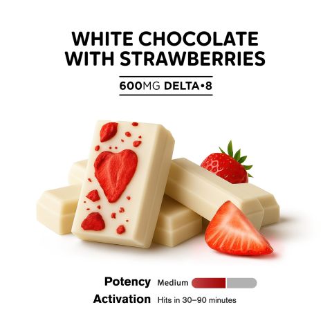 600mg White Chocolate & Strawberries Bar – D8 – Chill Plus - Thumbnail 4