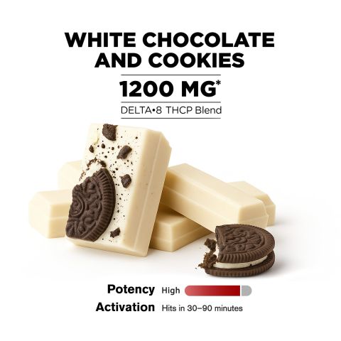 1,200mg White Chocolate & Cookies Bar - Delta 8 - Chill Plus - Thumbnail 4