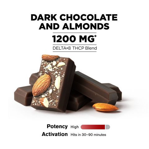 1,200mg Dark Chocolate & Almond Bar – Delta 8 – Chill Plus - Thumbnail 4