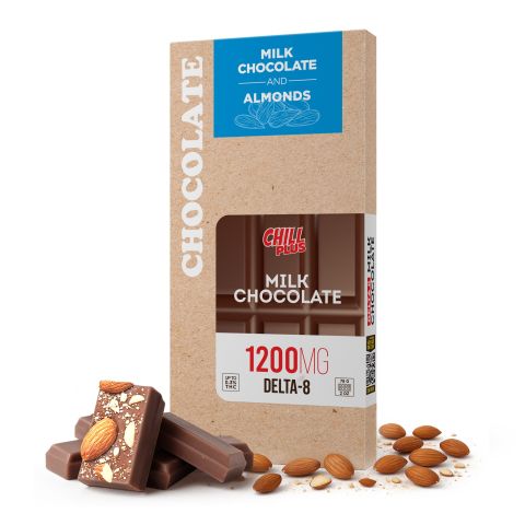 1,200mg Milk Chocolate & Almonds Bar – Delta 8 – Chill Plus - Thumbnail 2