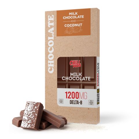 1,200mg Milk Chocolate & Coconut Flakes Bar – Delta 8 – Chill Plus - Thumbnail 2